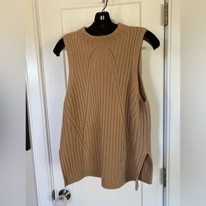 SOLD 
INTERMIX Beige Knit Wool Cashmere Sleeveless Mock Neck Sweater Vest Size L